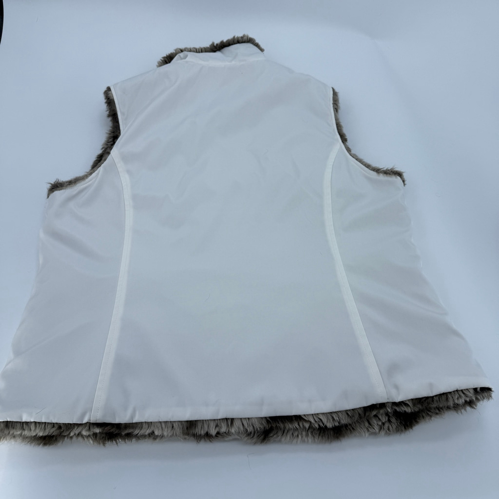 Kristen Blake Faux Fur Reversible Vest Women size XL Brown White - Picture 8 of 15